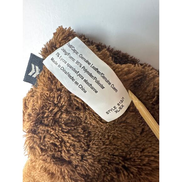 Totes Isotoner Chocolate Brown Leather Gloves Womens XL Faux Fur Sherpa Lined - Picture 4 of 5